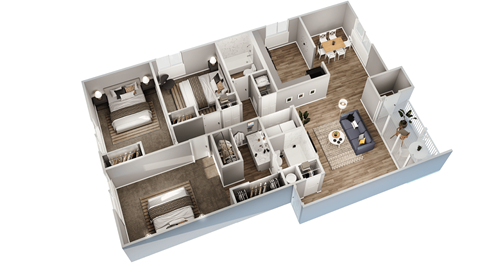 Floor plan for 3 beds, 2 baths, 1194 sqft